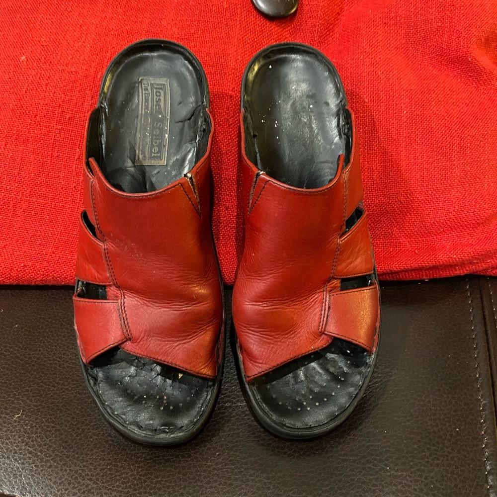 Women's Red Leather Sandals
